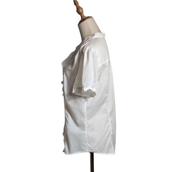 L.L. Bean White Puff Sleeve Sheer Ruffled Blouse - Picture 4 of 6